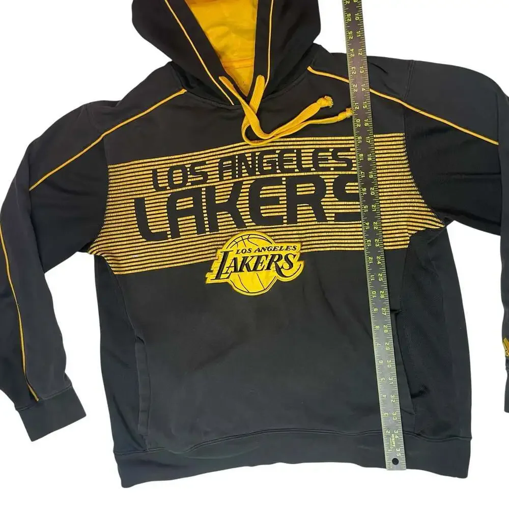 Adidas Los Angeles Lakers Hoodie Black Yellow NBA Pullover Sweatshirt